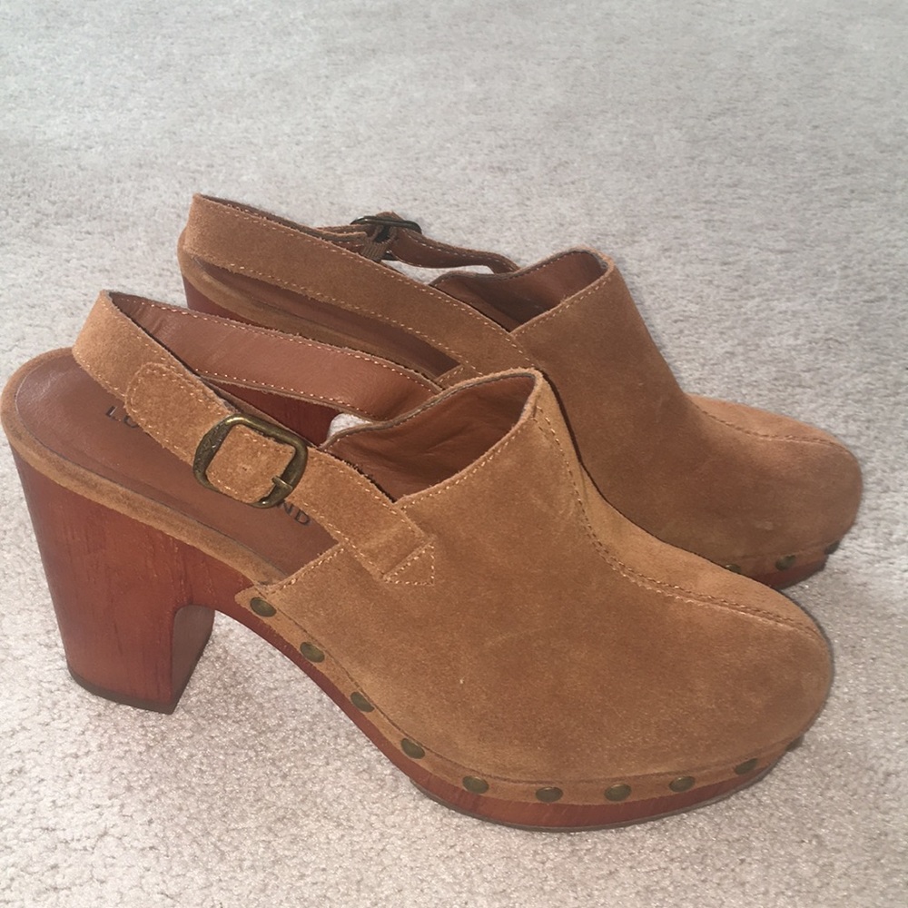Lucky Brand Suede High Heeled Clogs